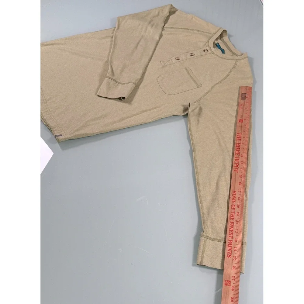 VTG The North Face Beige Cotton Blend Mens 3 Button Henley - Large